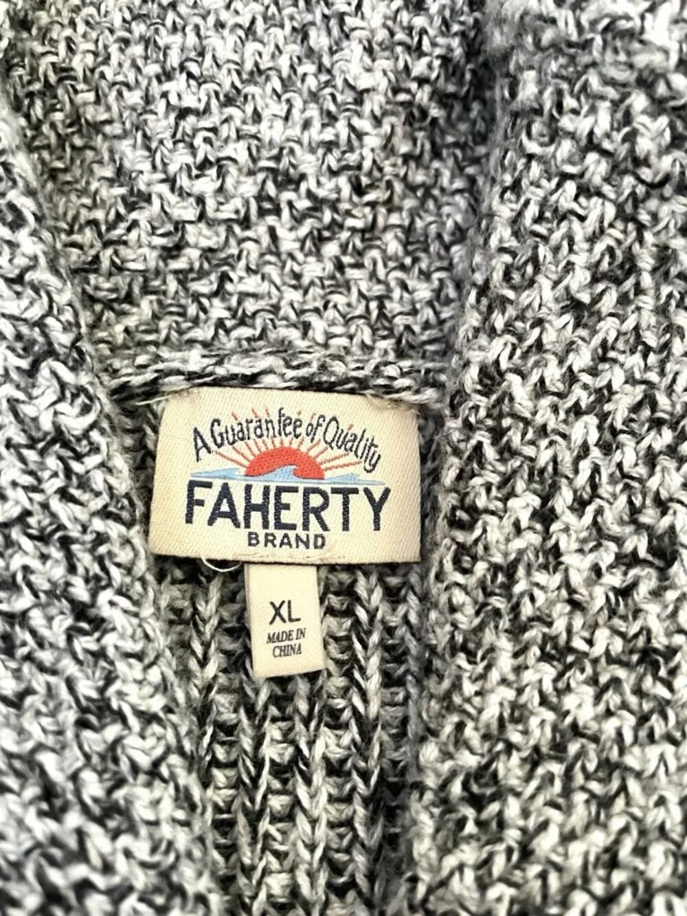FAHERTY Cotton Cashmere Shawl Collar Cardigan Sweater Gray Marled Mens size XL